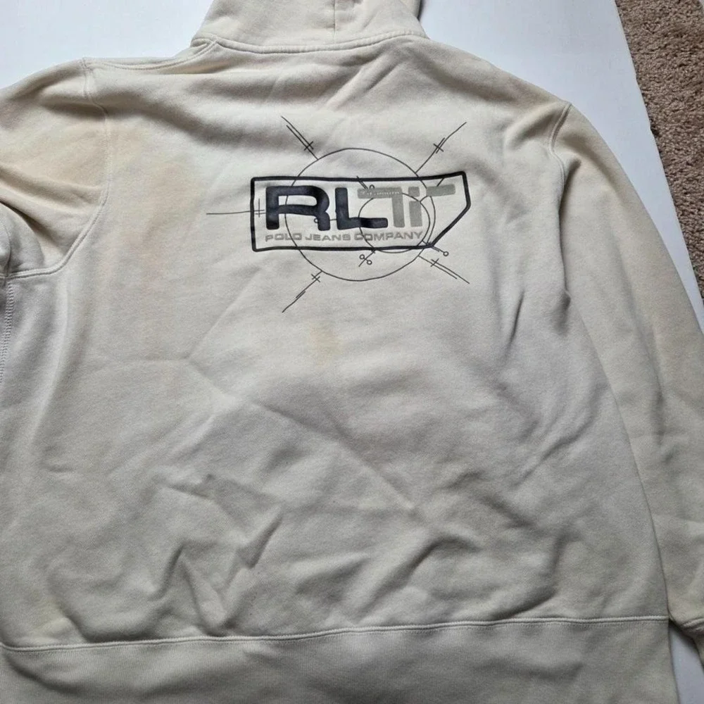 Vintage POLO Ralph Lauren Y2K White Zip Up Logo Hoodies Size XL‎